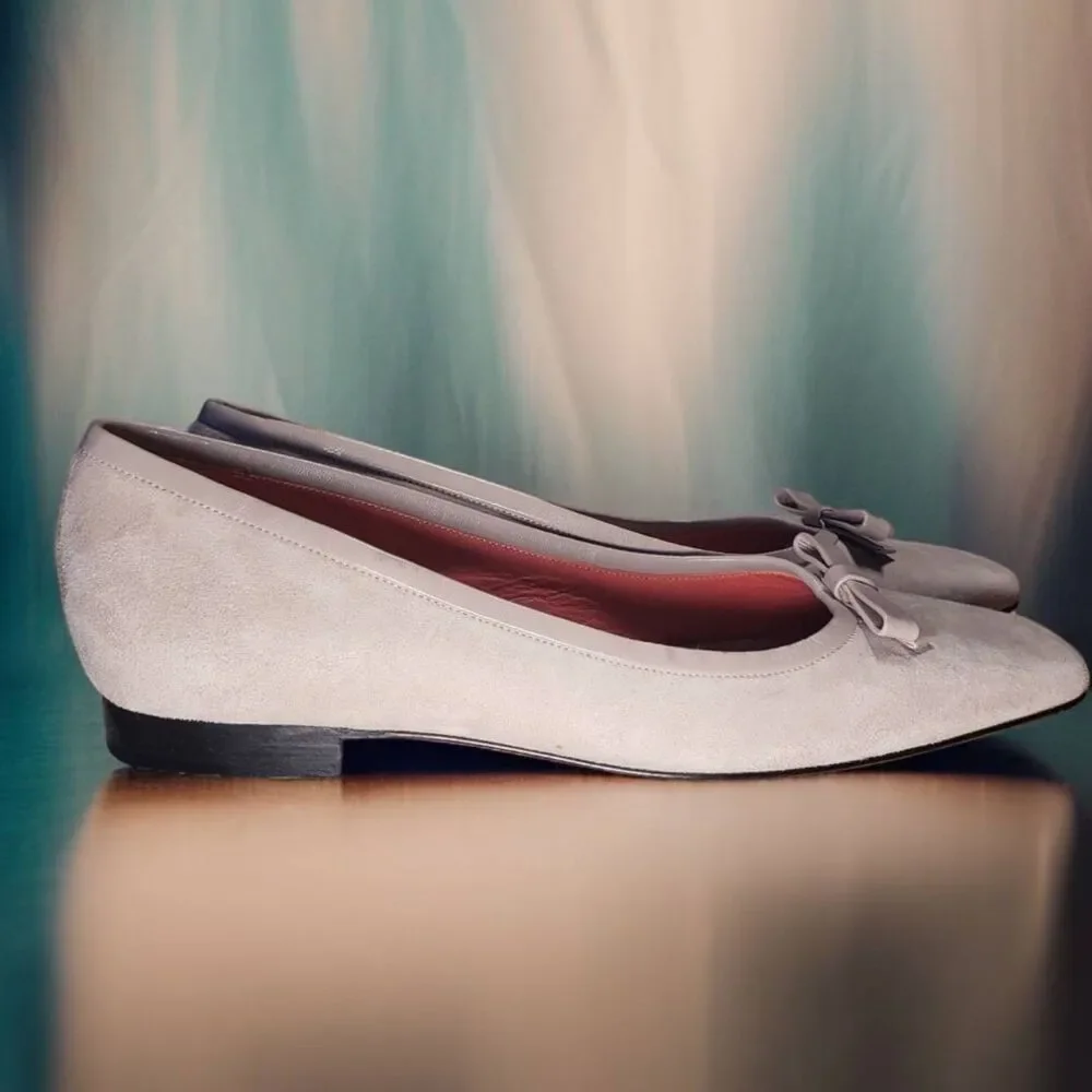 Judith Leiber Balletcore Quiet Luxury Suede Square-Toe Flats NWOB
